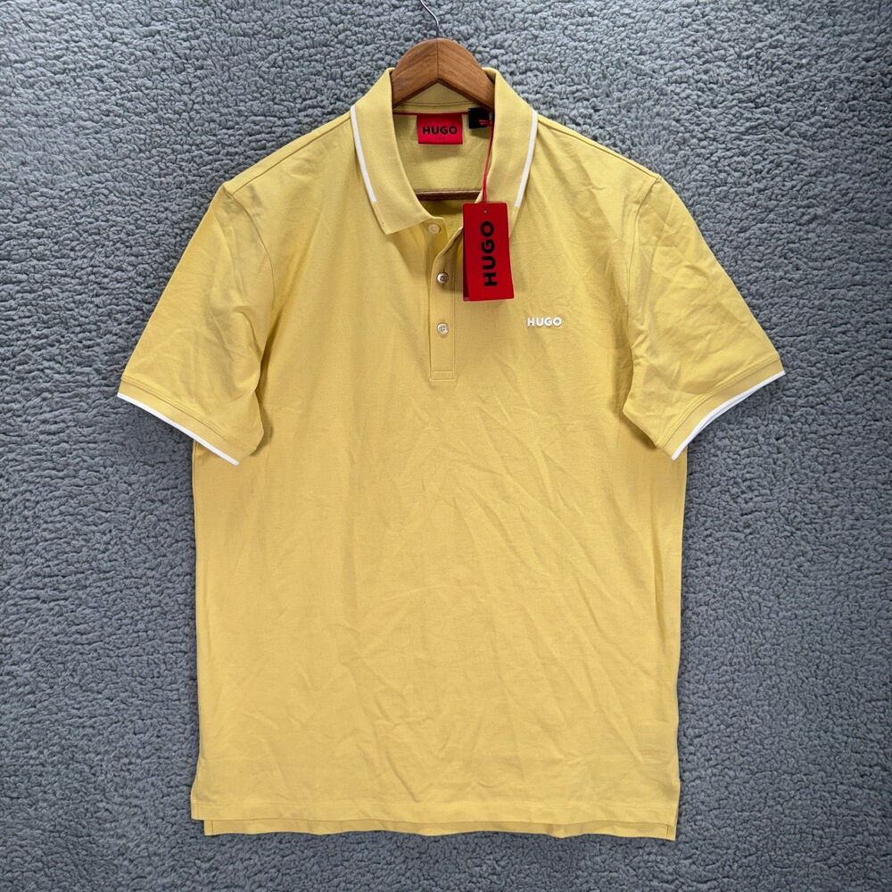 Hugo Boss Dinoso222 Polo Shirt Mens L Slim Fit Stretch Cotton Short Sleeve